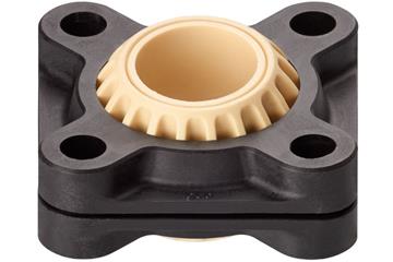 Flanschlager mit 4 Befestigungslöchern und geteiltem Gehäuse, KFSM GT igubal®, Kugelkalotte iglidur® J