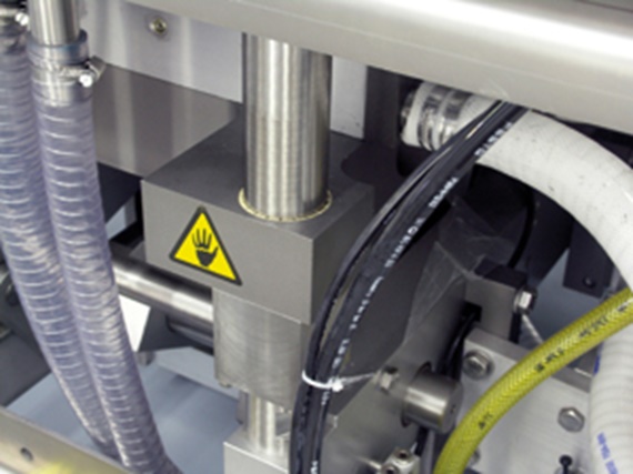 Lagerung des Kniehebelhubs (Siegelstation).