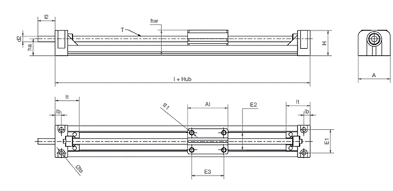 Miniatur-Linearmodul Zeichnung