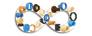 Verschiedene individuell von igus® angefertigte Speziallager