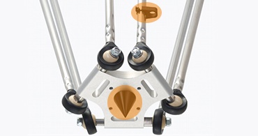 Delta Robot mit Kalibrierdorn und Kabelclip zur Leitungsführung