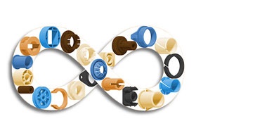 Verschiedene individuell von igus angefertigte Speziallager